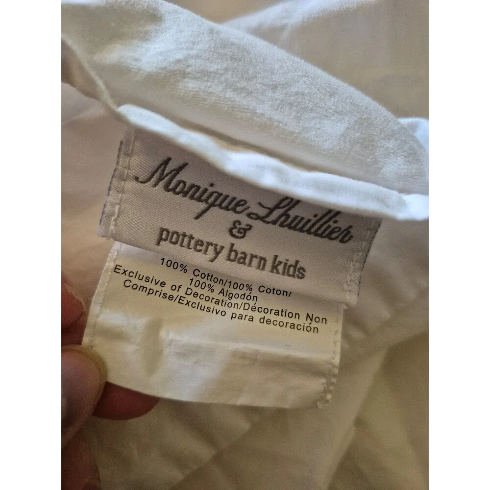 Pottery Barn Monique Lhuillier Embroidered Cotton Percale Sheets Sz Queen